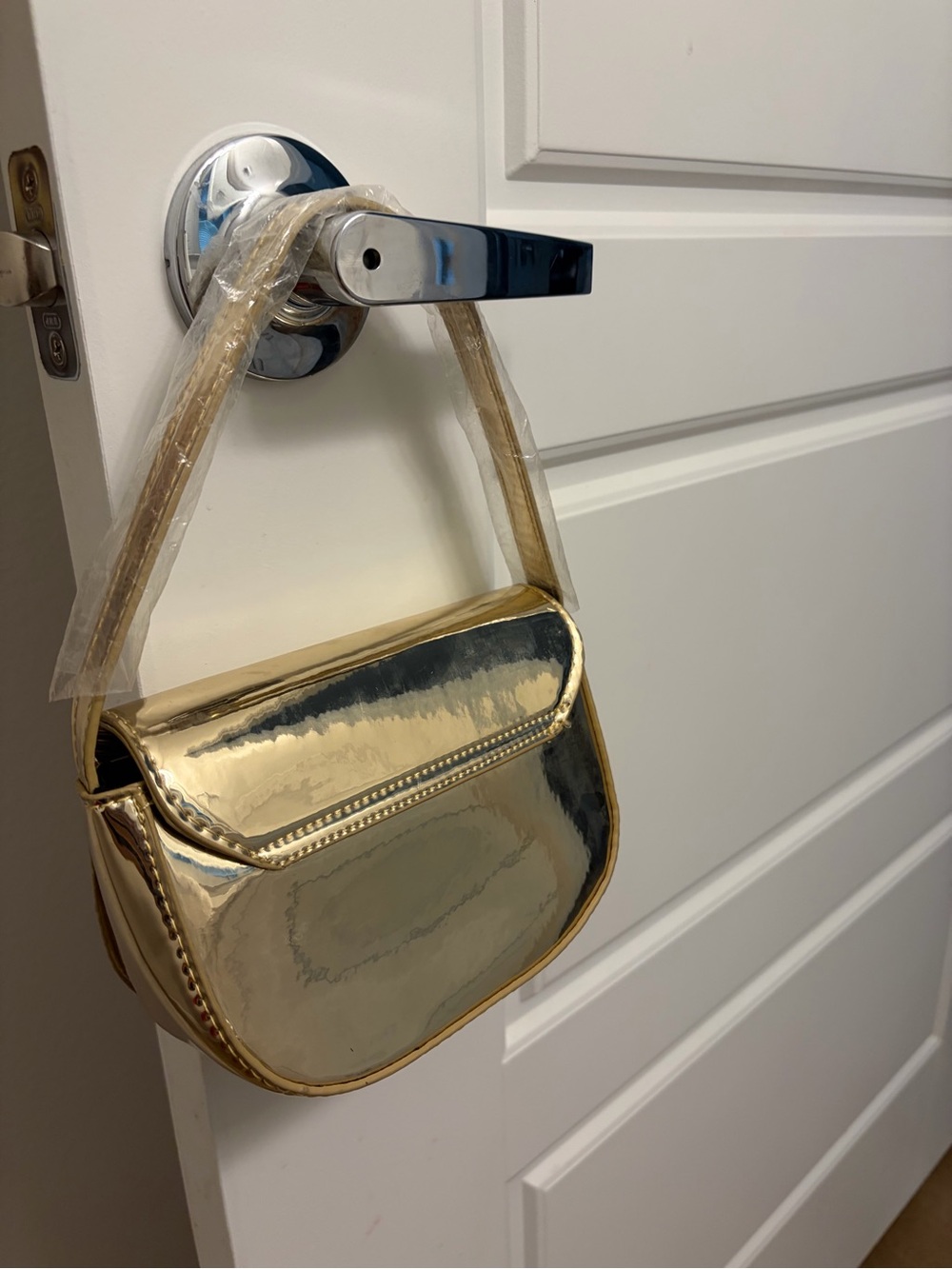Gold Rhinestone Accent Mini Shoulder Bag - Picture 2 of 4